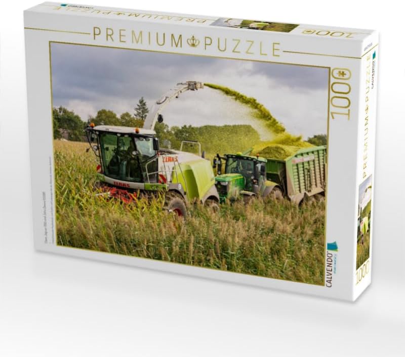 CALVENDO Puzzle Claas Jaguar 950 und John Deere 6250R - 1000 Teile Foto-Puzzle für glückliche Stunde