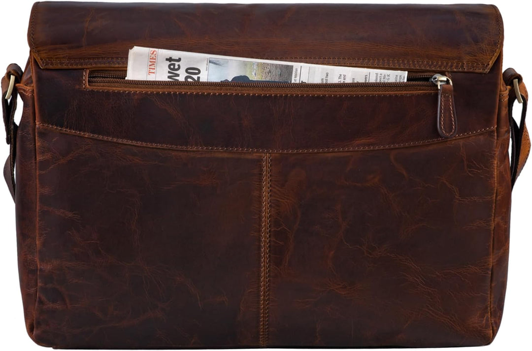 STILORD 'Rick' Schultertasche Leder für 15,6 Zoll Laptop Umhängetasche Aktentasche Bürotasche Unitas