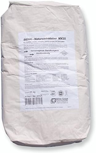 BEHA Natursteinkleber MX25, Fliesenkleber, Dünnbettkleber | 25kg für Naturstein, Marmor, Granit