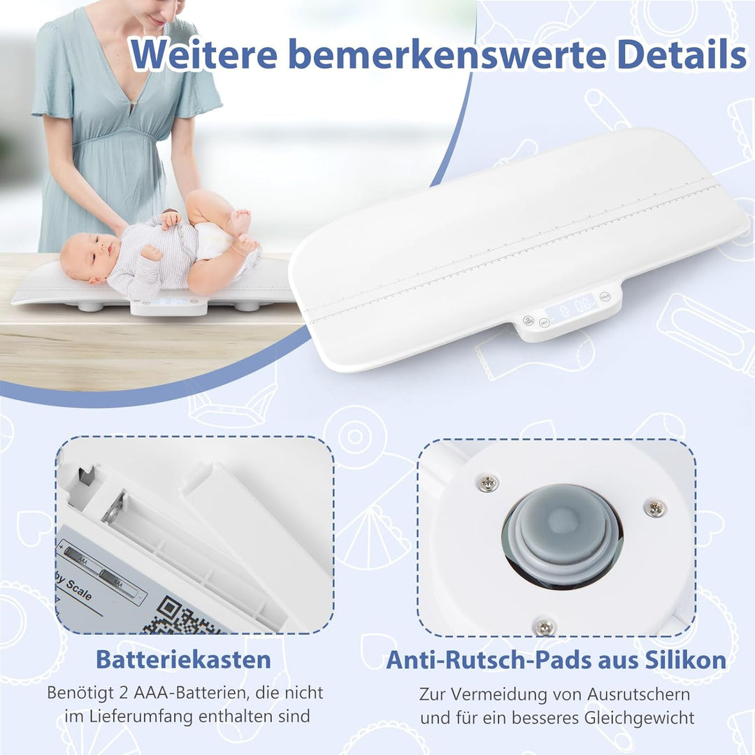 COSTWAY Babywaage Digtal, multifunktionale Bluetooth Kinderwaage bis 30kg Tragkraft, SĂ€uglingswaage