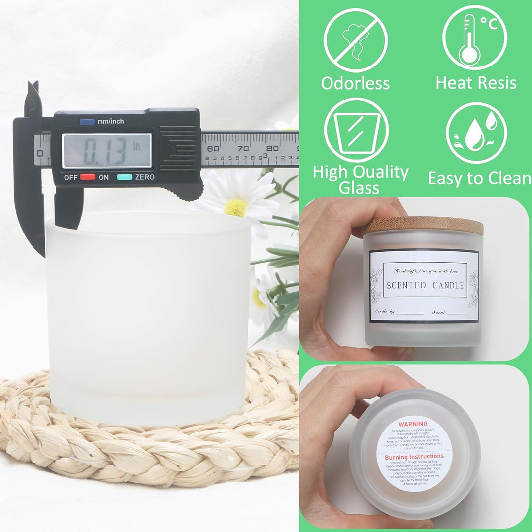MILIVIXAY 20 Stück 118 ml Milchglas-Kerzengläser mit Deckel und Kerzenherstellungs-Kits – Grosspacku