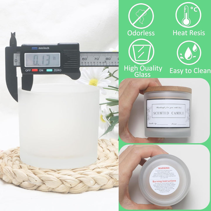 MILIVIXAY 20 Stück 118 ml Milchglas-Kerzengläser mit Deckel und Kerzenherstellungs-Kits – Grosspacku