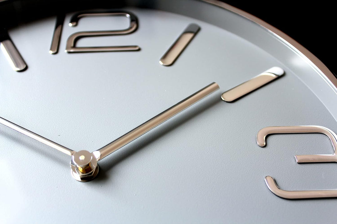 Atlanta Moderne Wanduhr Quarz 30 cm Designuhr Metall Mineralglas Graues Zifferblatt - 4515/4 Ø 30 cm