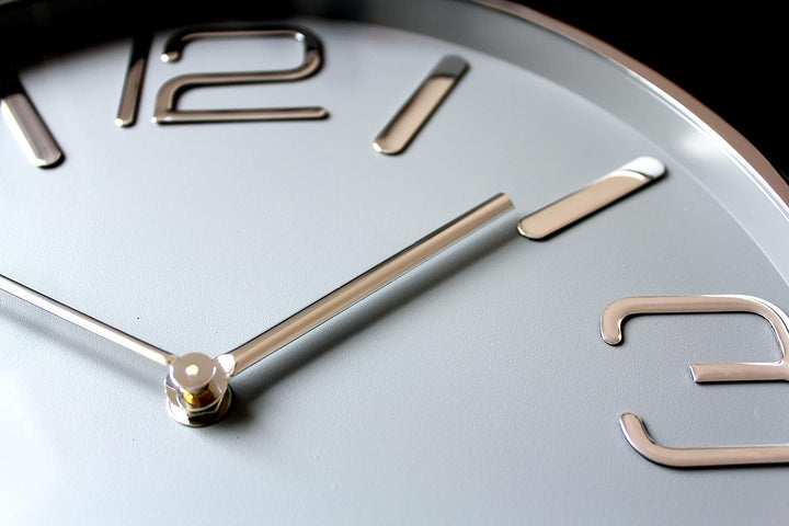 Atlanta Moderne Wanduhr Quarz 30 cm Designuhr Metall Mineralglas Graues Zifferblatt - 4515/4 Ø 30 cm