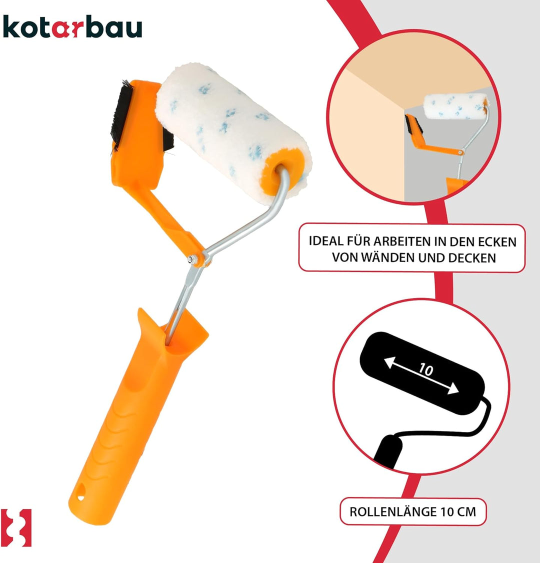 KOTARBAU® Farbtrennroller 100 mm Beschneideroller Kantenstreicher Farbrolle zum Schneiden von Farben