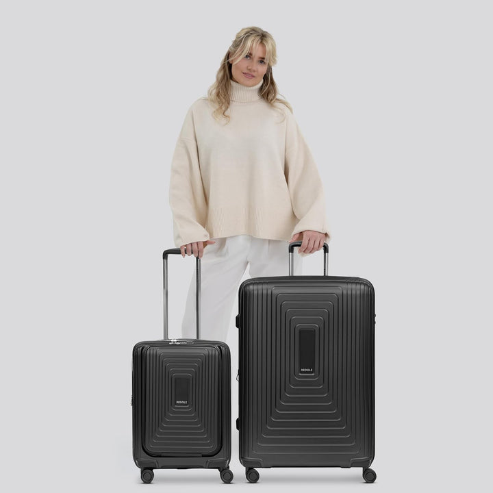 REDOLZ Hartschalen Koffer-Set-2-teilig | S Trolley 40 x 23 x 55 cm mit Laptopfach - 3,2 kg + L Troll