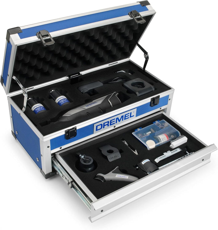 Dremel 8240 Akku-Rotationswerkzeug, 12V 3Ah Lithium-Ionen-Akku, Multifunktionswerkzeug Set mit 5 Auf