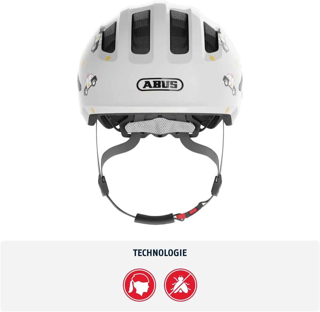 ABUS Kinderhelm Smiley 3.0 - Fahrradhelm mit tiefer Passform, kindergerechten Designs & Platz für ei
