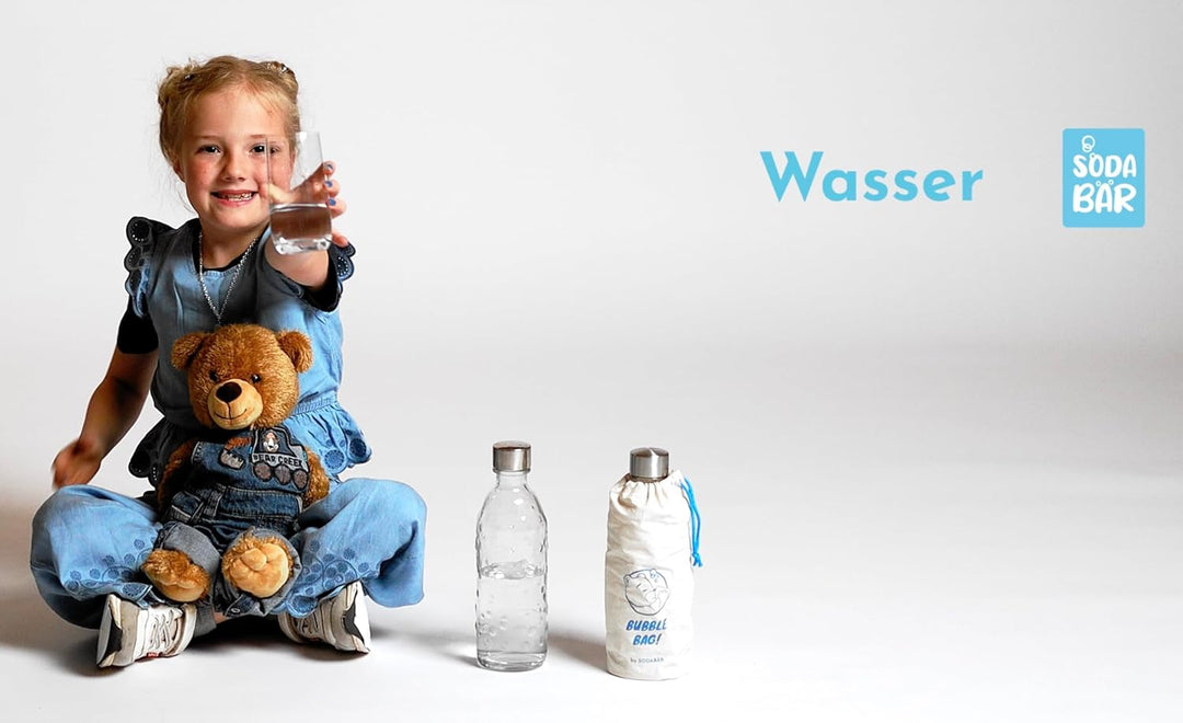 SodaBär® | Glasflasche für Wassersprudler (SodaStream*, Aarke*, uvm.) | 0,75l im Retro Look | Die ök