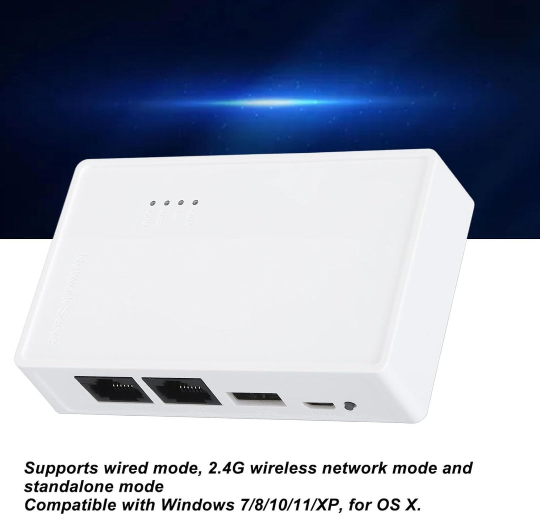 Plyisty USB-Wireless-Druckserver, Druckserver mit 10/100 Mbit/s LAN/Bridge, Unterstützt Kabelgebunde