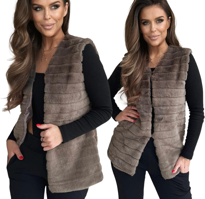 Och Bella Weste für Damen, Weich und Flauschig, Kurze Fellweste, Perfekt für Kältere Tage, Stylische