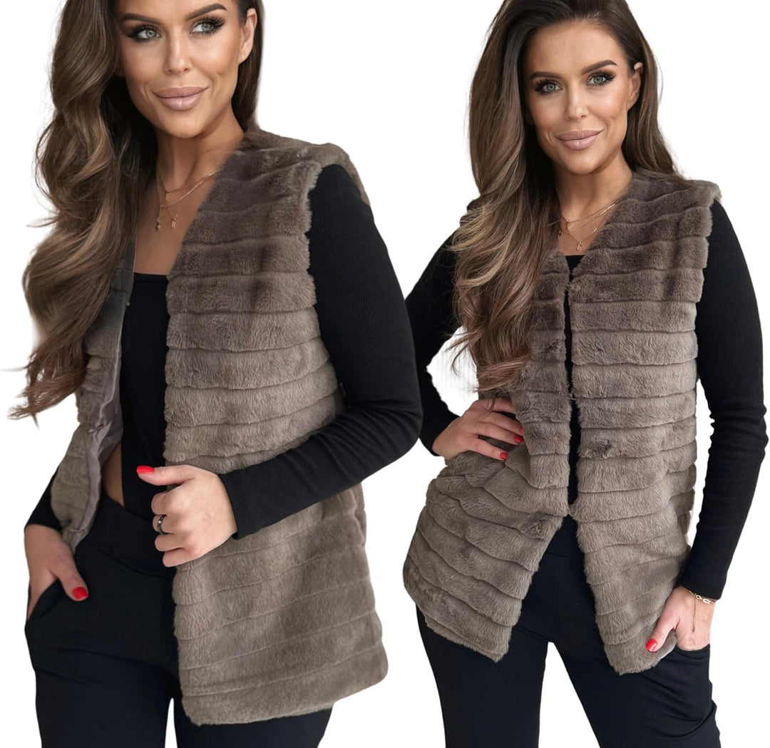 Och Bella Weste für Damen, Weich und Flauschig, Kurze Fellweste, Perfekt für Kältere Tage, Stylische