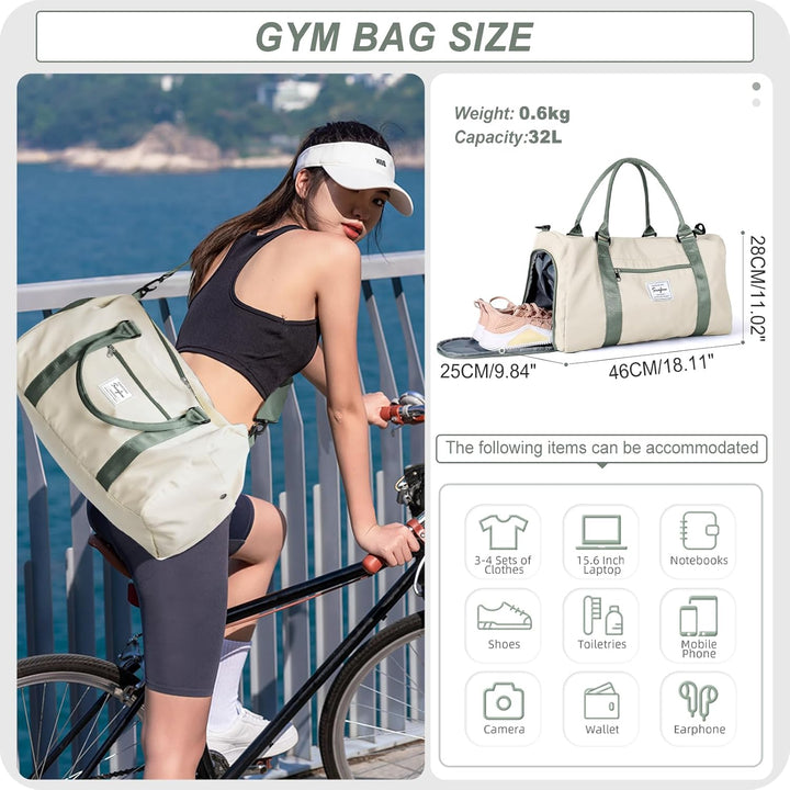 Sport Duffel Bag Damen,Sporttasche mit Nassfach&Schuhfach Reise Duffel Bags Übernachtungstasche Leic