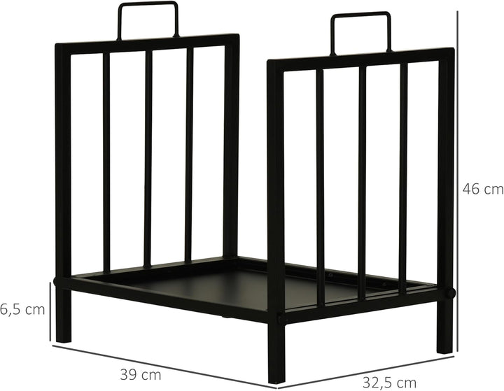 Outsunny Kaminholzregal Kaminholzständer mit Zwei Griffen Kaminbesteck 50 kg belastbar Feuerholzabla