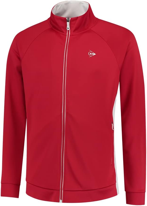 DUNLOP Herren CLUB KNITTED JACKET, Sport Tennis Jacke, Rot/Weiss