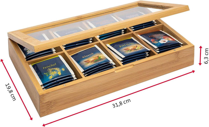 Westmark Teebox, mit 8 Fächern, Teatime, Bambus, 28 x 16 cm, 15732260 Einzeln Modell 2021, Einzeln M