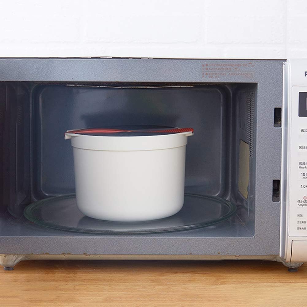 Mikrowellen Reiskocher, 2L Multifunktions Dampfgarer mit Filterabdeckung, Gedämpfter Reiskocher, Sch