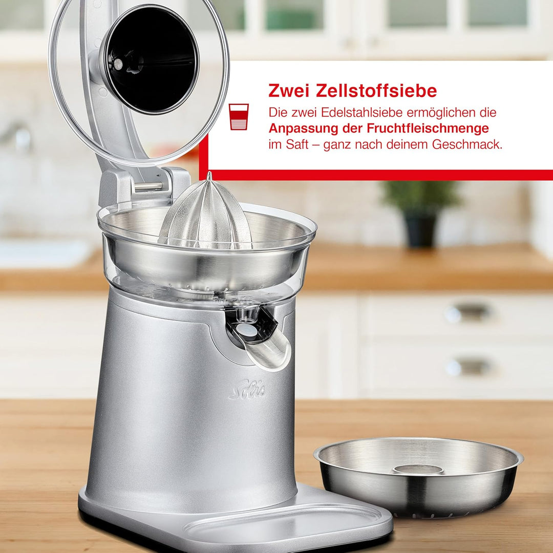 Solis Citrus Press Station 8454 Zitruspresse - Elektrischer Edelstahl Entsafter - Automatische Saftp