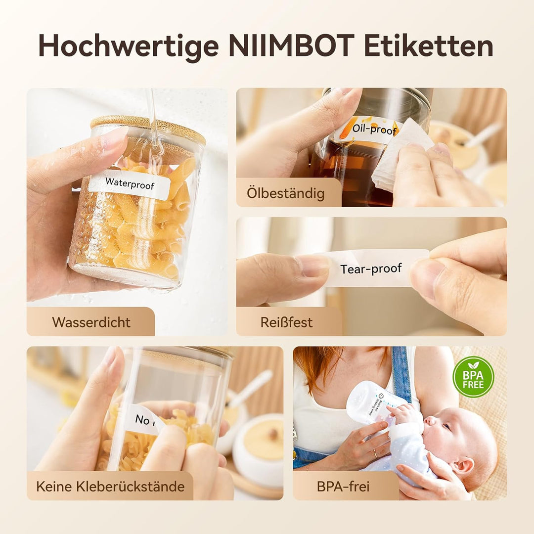 NIIMBOT Kabel Etiketten Kabelbeschriftung für D110M / D110 / D11 /D11H Etikettendrucker, 12.5mm x 10