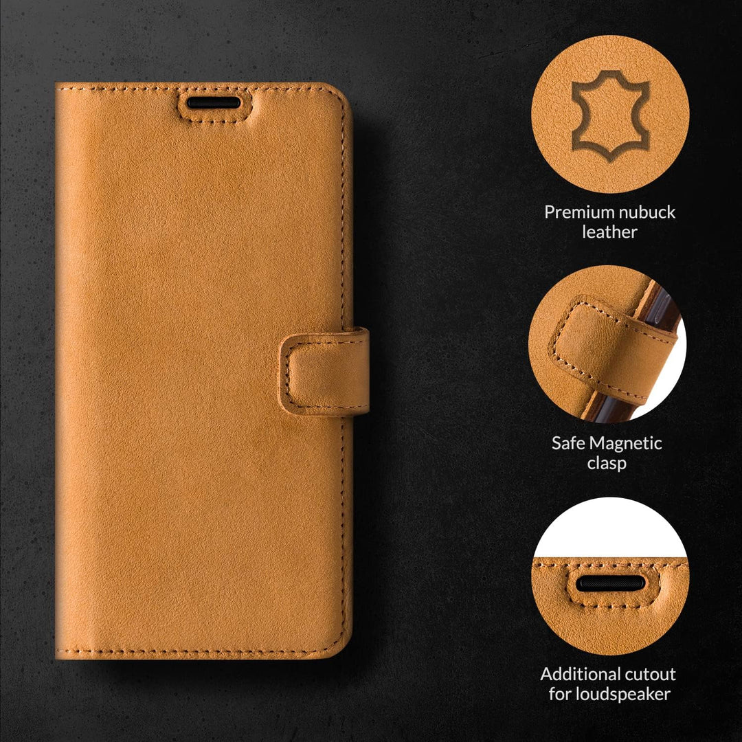 SURAZO Premium Handyhülle für Samsung Galaxy A54 Hülle Leder – Klappbare Echtleder Schutzhülle [Magn