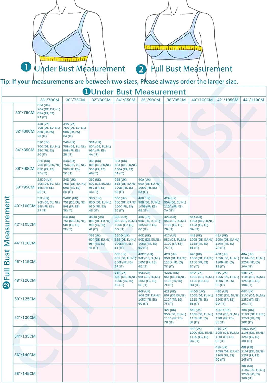 Curve Muse Damen Übergrösse Minimizer Bügel-BH mit Stickspitze - 2er Pack 75D Braun, Pfirsich Bernst