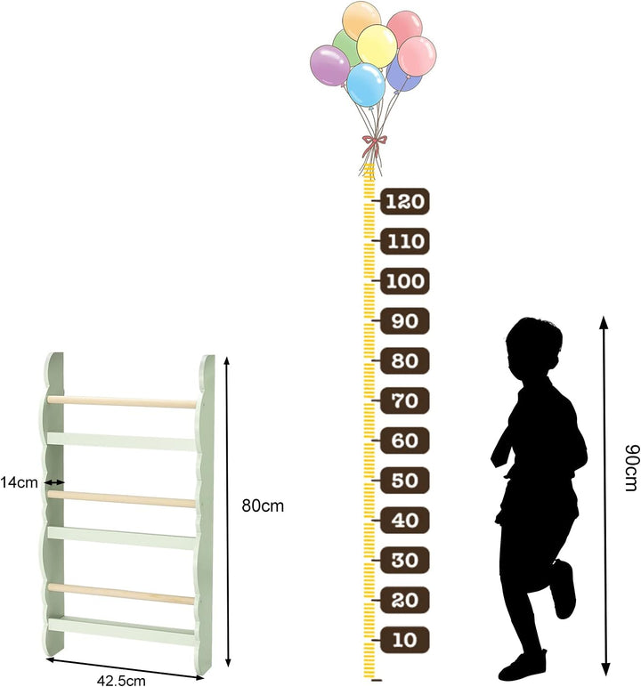 WOLTU Kinder Bücherregal Wandregal, Bücher-Organizer mit 3 Ablagen, Kinderregal für Buchaufbewahrung
