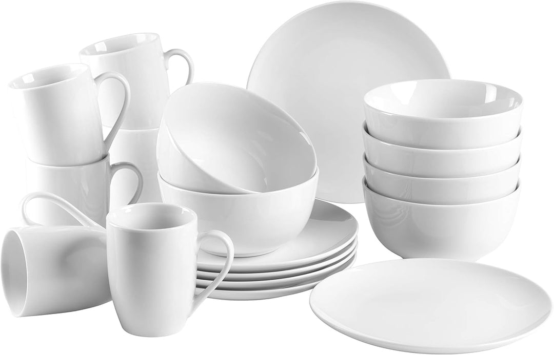 MÄSER 993650 Barca Frühstücks-Geschirr für 6 Personen, 18-tlg. Set, Porzellan, Weiss Frühstück-Set 1