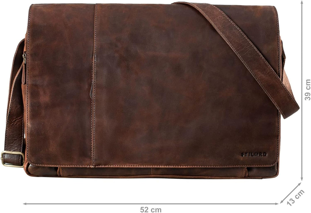 STILORD 'Maximus' XXL Ledertasche riesige Umhängetasche Unitasche 17 18 19 21 Zoll Laptop Aktentasch