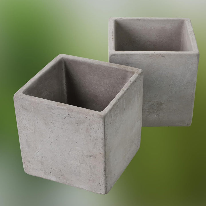 KOTARBAU® 2er Set Blumentopf Übertopf für Blumen Pflanzen aus Dekorativ-Beton Quadratisch 20 x 20 cm