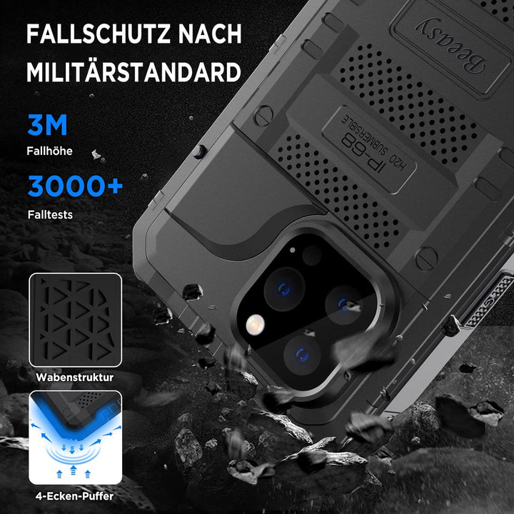 Beeasy für iPhone 13 Pro Max Wasserdicht Outdoor Hülle (6,7"), Stossfest Panzerhülle Militär 360 Gra