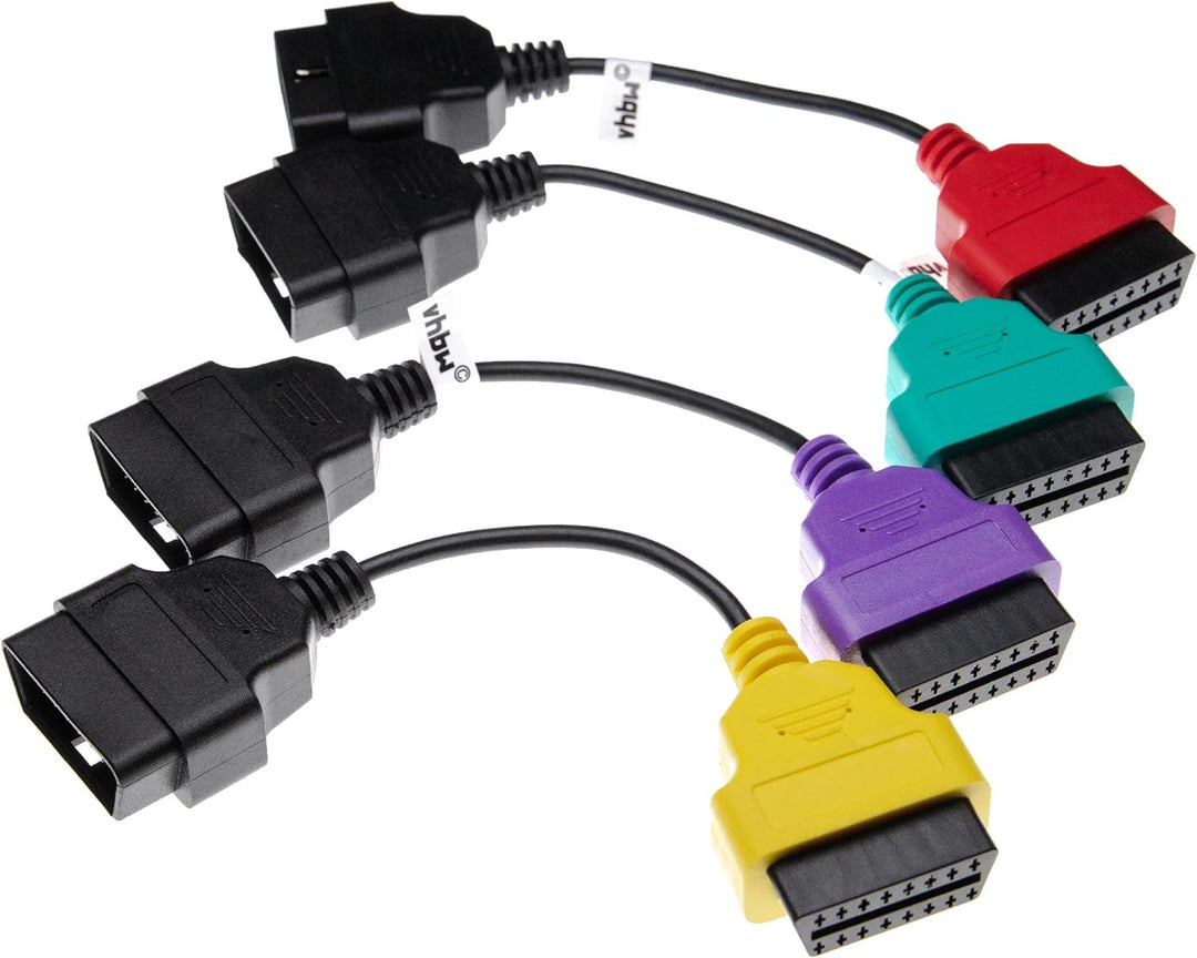 vhbw 4x OBD2 Adapter-Set 4-tlg. 16Pin-OBD1 auf OBD2 kompatibel mit Alfa Romeo Giulietta, MiTo, GT, G