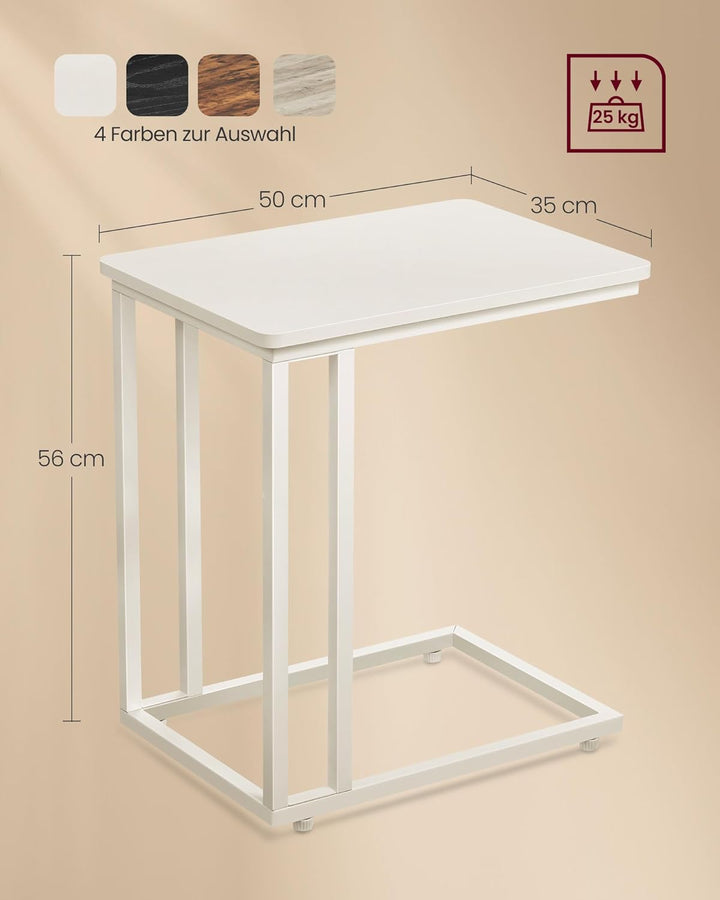VASAGLE Beistelltisch, Sofatisch mit Rollen, C-Form, mobiler Kaffeetisch, 35 x 50 x 60 cm, Wohnzimme