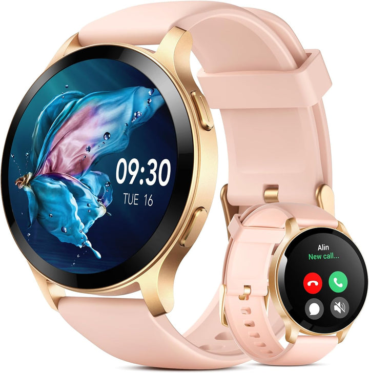 Parsonver Smartwatch Damen mit Telefonfunktion, Fitness-Tracker mit Herzfrequenz Schlafmonitor, 1.43