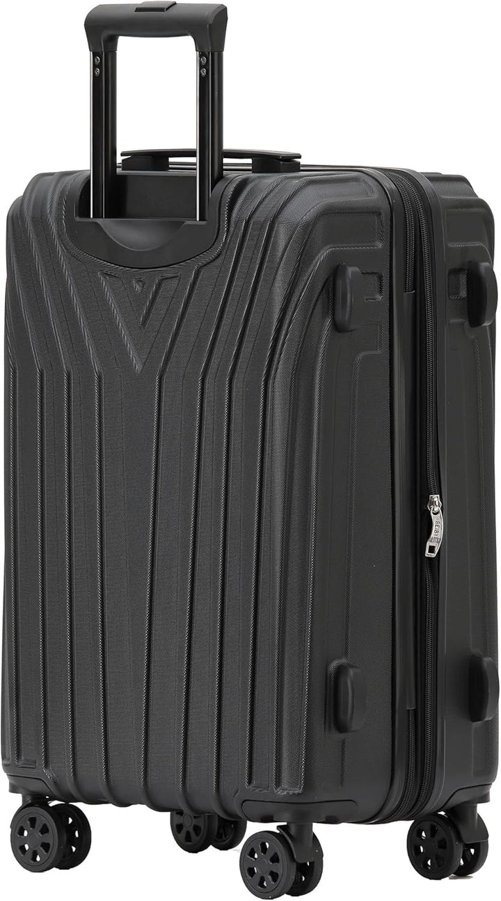 BEIBYE Kofferset Rollkoffer Koffer Hartschale,TSA Schloss, Zwillingsrollen, Erweiterung (Schwarz, Se