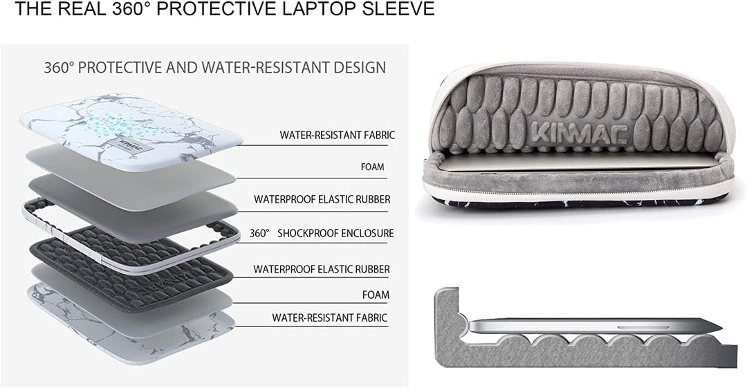Kinmac Laptoptasche mit Griff, 360° wasserdicht, 31,8 cm (12,5 Zoll) bis 33,8 cm (13,5 Zoll) 12.5 in