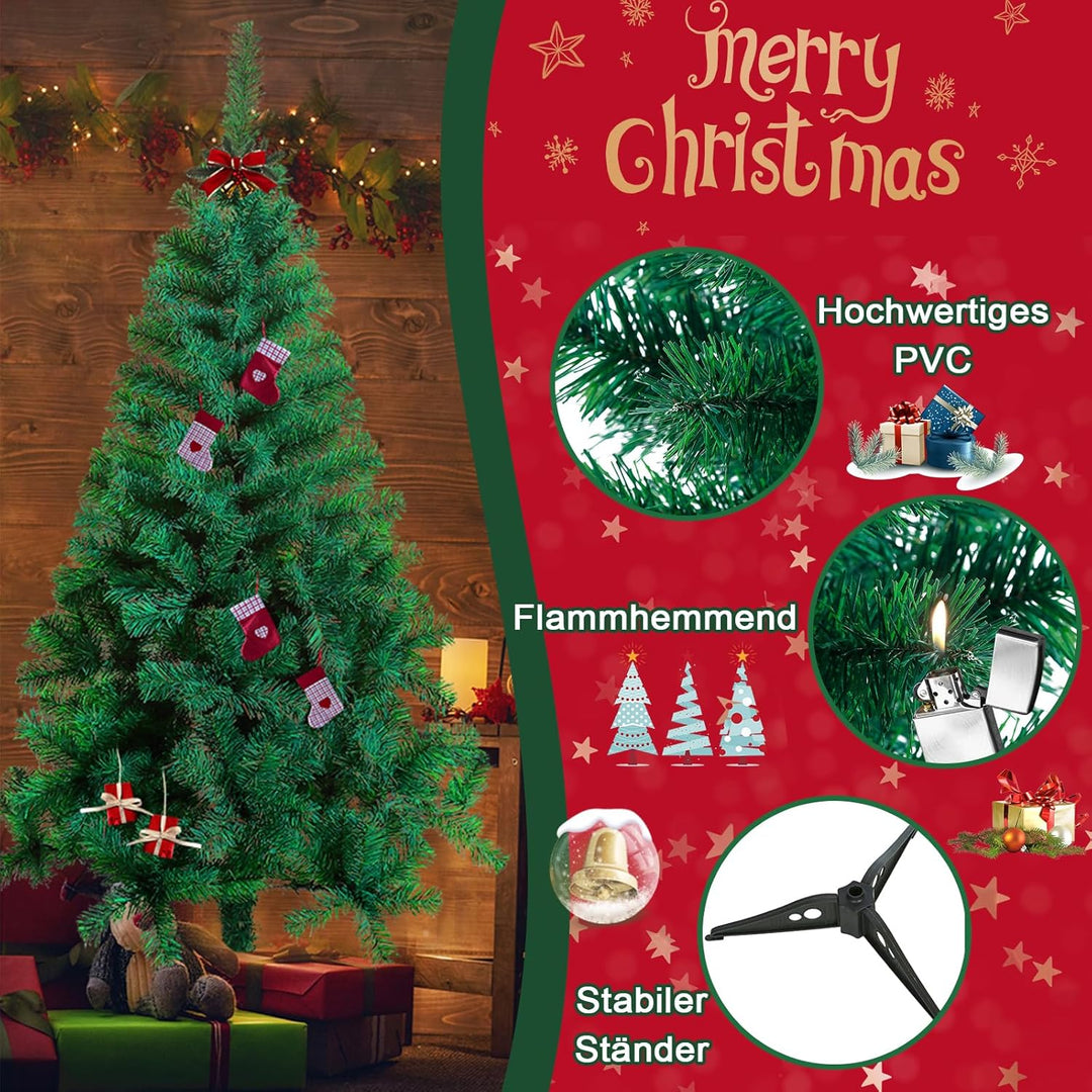 LZQ Weihnachtsbaum künstlich PVC Christbaum schwer entflammbarer Tannenbaum mit Schnellaufbau Klapps