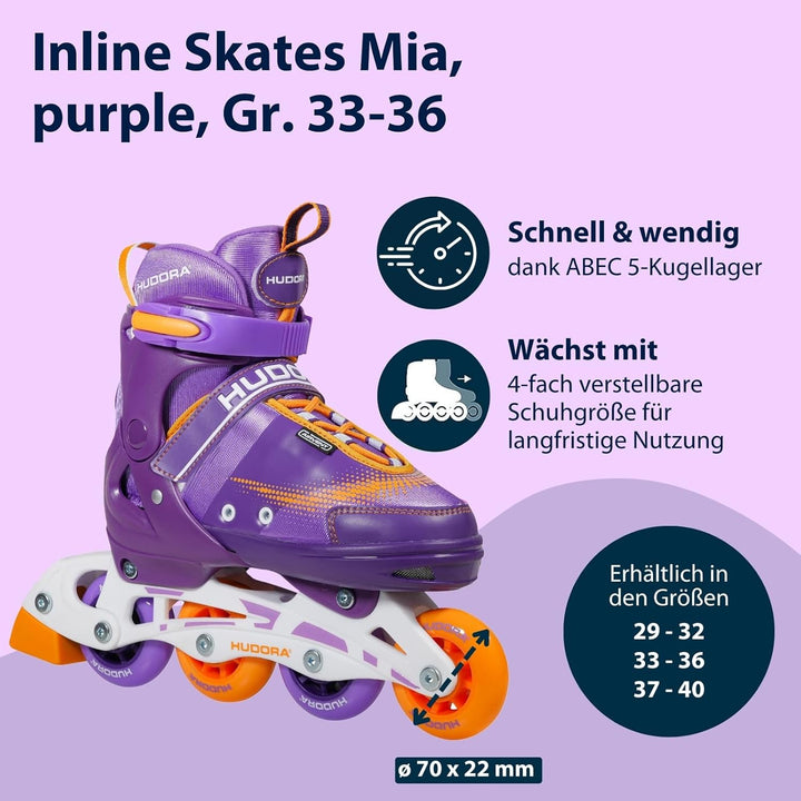 HUDORA Inliner Mia/Leon - Inliner für Kinder, Jugendliche und Erwachsene - Verschiedene Grössen - Ro