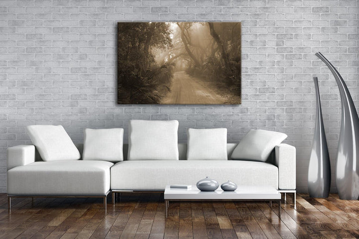deyoli tropischer Waldweg Format: 80x60 Effekt: Sepia als Leinwand, Motiv fertig gerahmt auf Echthol