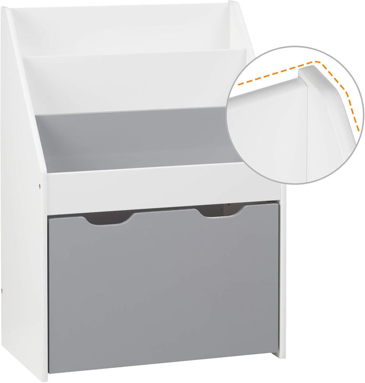 WOLTU KR004 Kinderregal Bücherregal Regal für Kinder, Spielzeugregal 3 Regale Aufbewahrungstruhe mit