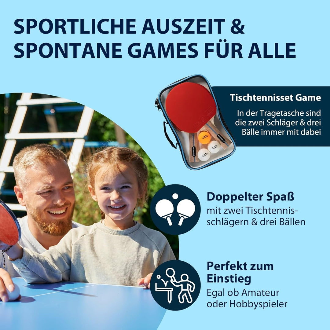 HUDORA Table Tennis Set Game/Match/Tournament - high-quality table tennis racket set with 2/2/1 rack