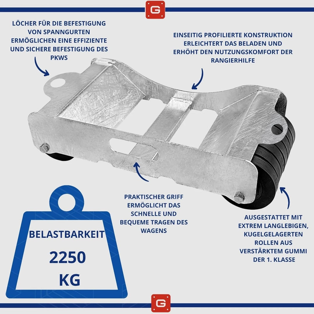 Gal Industrial Auto Rangierhilfe Rangierroller Rangierheber für Pkw Abschlepp Rollwagen belastbar bi