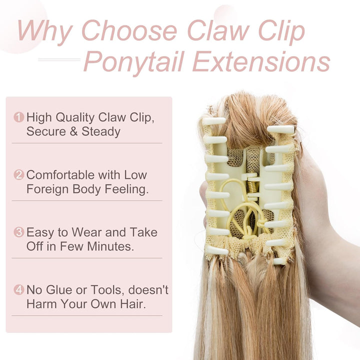 Silk-co Pferdeschwanz Extensions Echthaar Haarteile Echthaar Glatt Zopf Haarverlängerung Claw Haarte