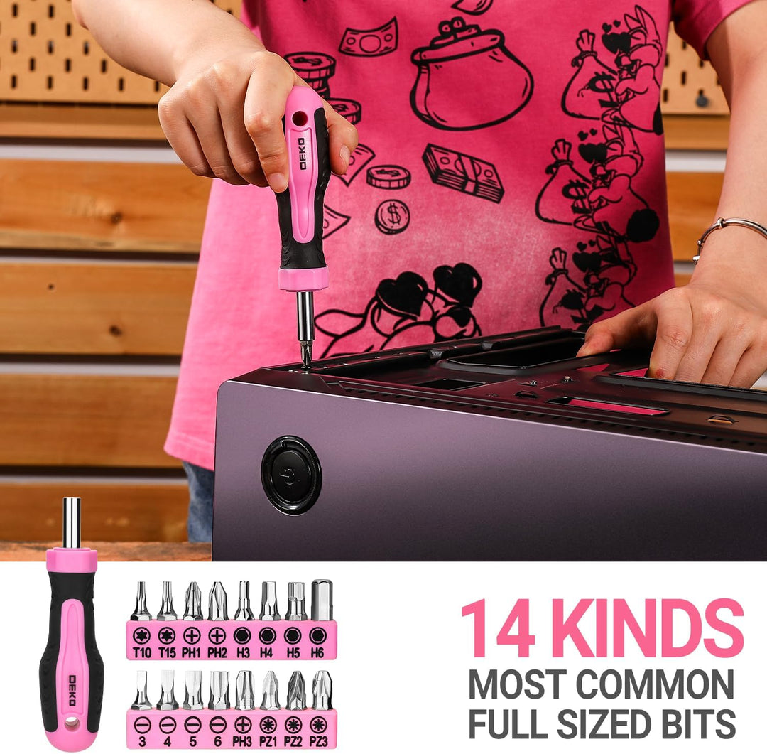 Deko Maletin Werkzeugkasten, komplettes Werkzeugset, Rosa, für Damen, Zuhause, Büro