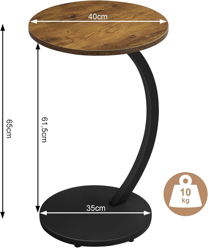 WOLTU Beistelltisch C Form, Couchtisch rund, Sofatisch Kaffeetisch, Kleiner Tisch für Couch Sofa Bet