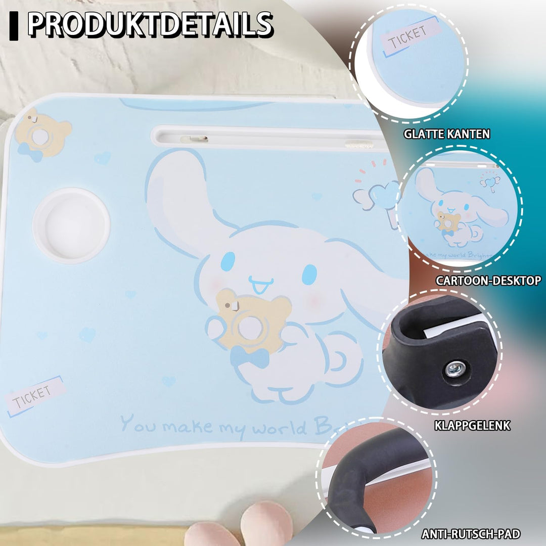 Laptop-Tisch Cartoon-Bilder,Tragbar Laptop Betttablett Tisch mit klappbaren Beinen & Getränkeschlitz