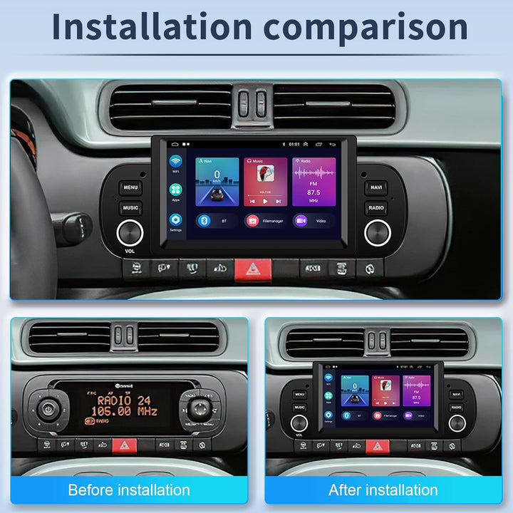 Hikity 1G 32G Android 13 Carplay Autoradio Wireless mit Navi Für Fiat Panda 2013-2020 6.2Zoll Touchs