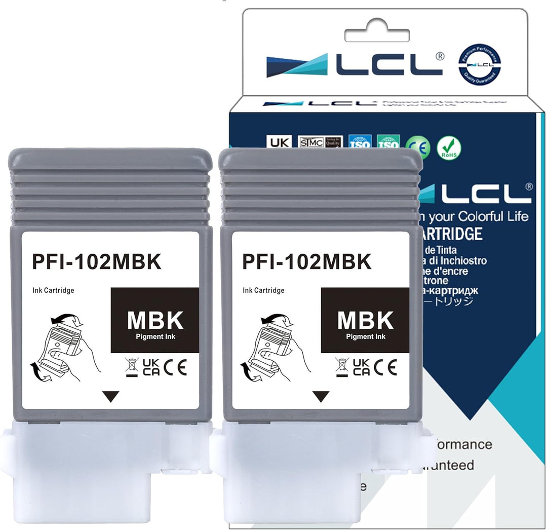 LCL Kompatibel PFI102 PFI-102 PFI102MBK PFI-102MBK 0894B001 130ML Pigment (2 Matte Schwarz) kompatib
