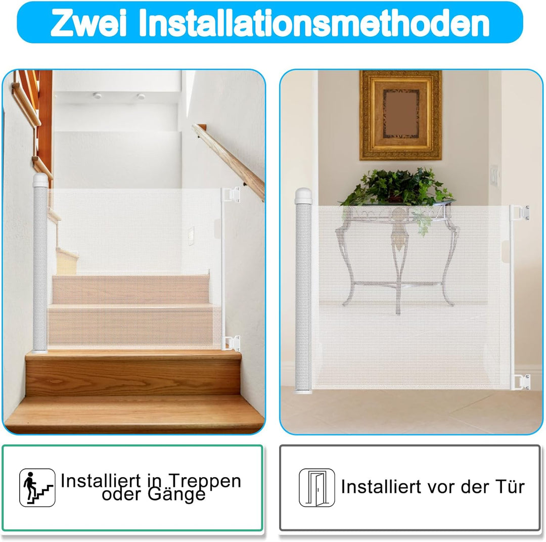 UISEBRT Türschutzgitter Roll Treppenschutzgitter Ausziehbar 0-180cm Absperrgitter Hund Türgitter für