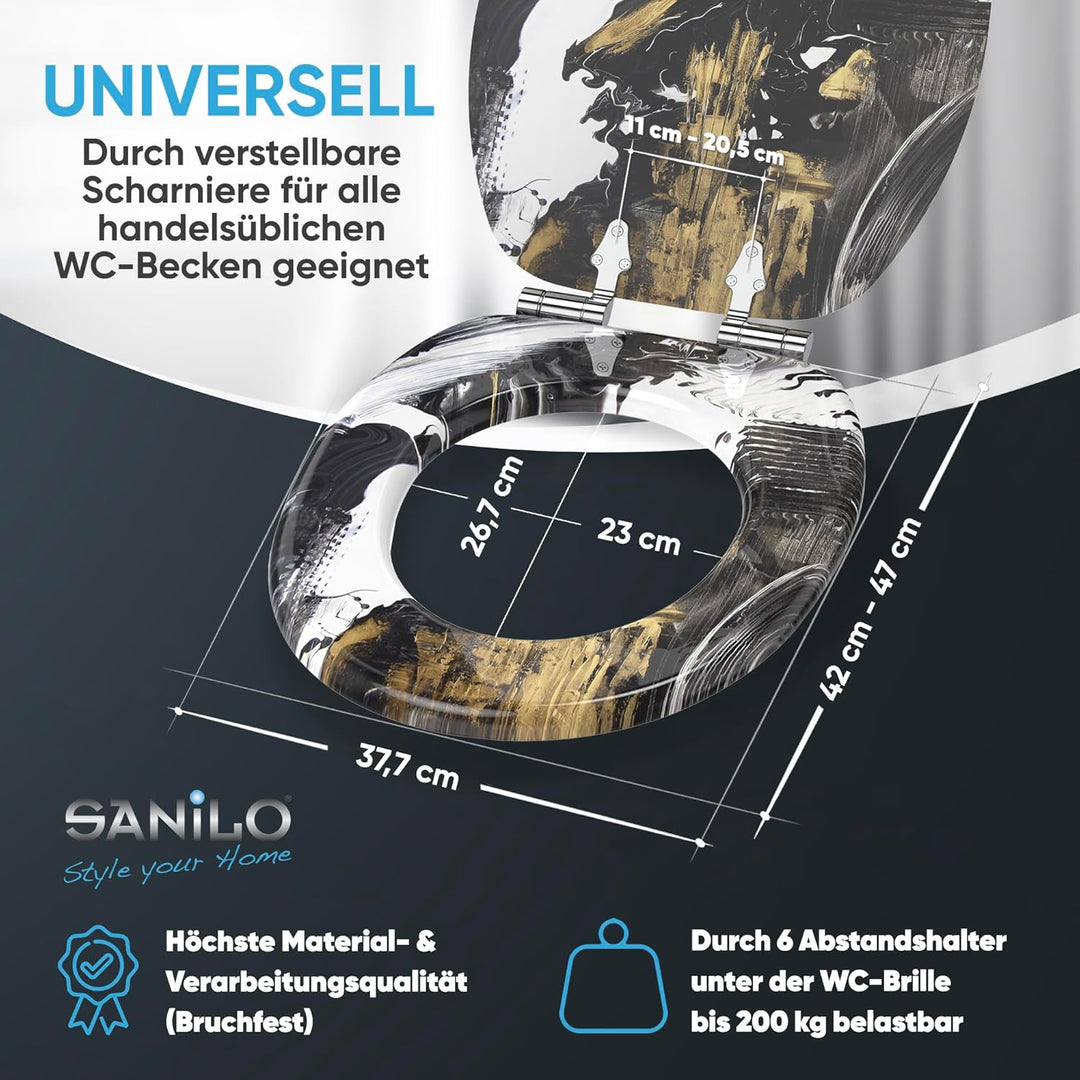Sanilo WC Sitz mit Absenkautomatik, viele neue Toilettendeckel zur Auswahl, hochwertige Oberfläche,