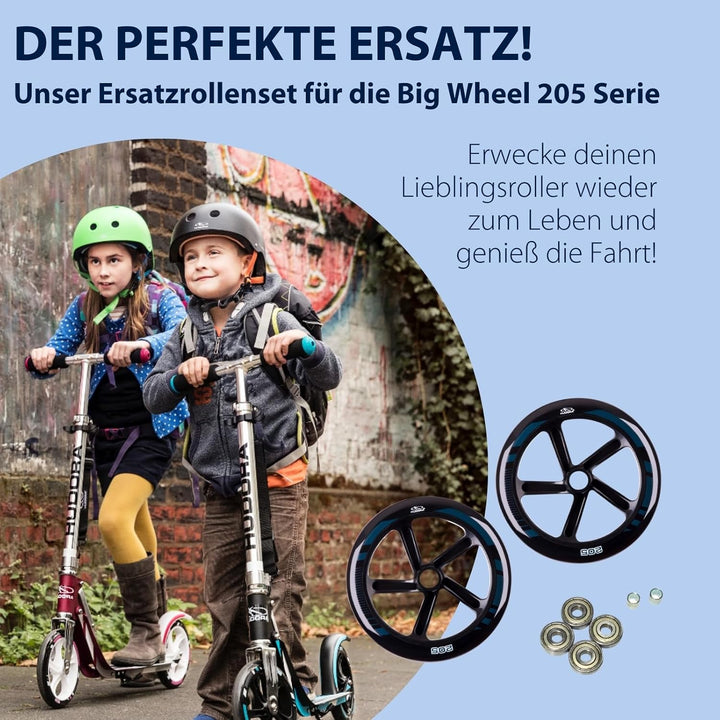 Hudora Unisex – Erwachsene Ersatzrollenset-3099710639 Ersatzrollenset, Schwarz, 205 mm